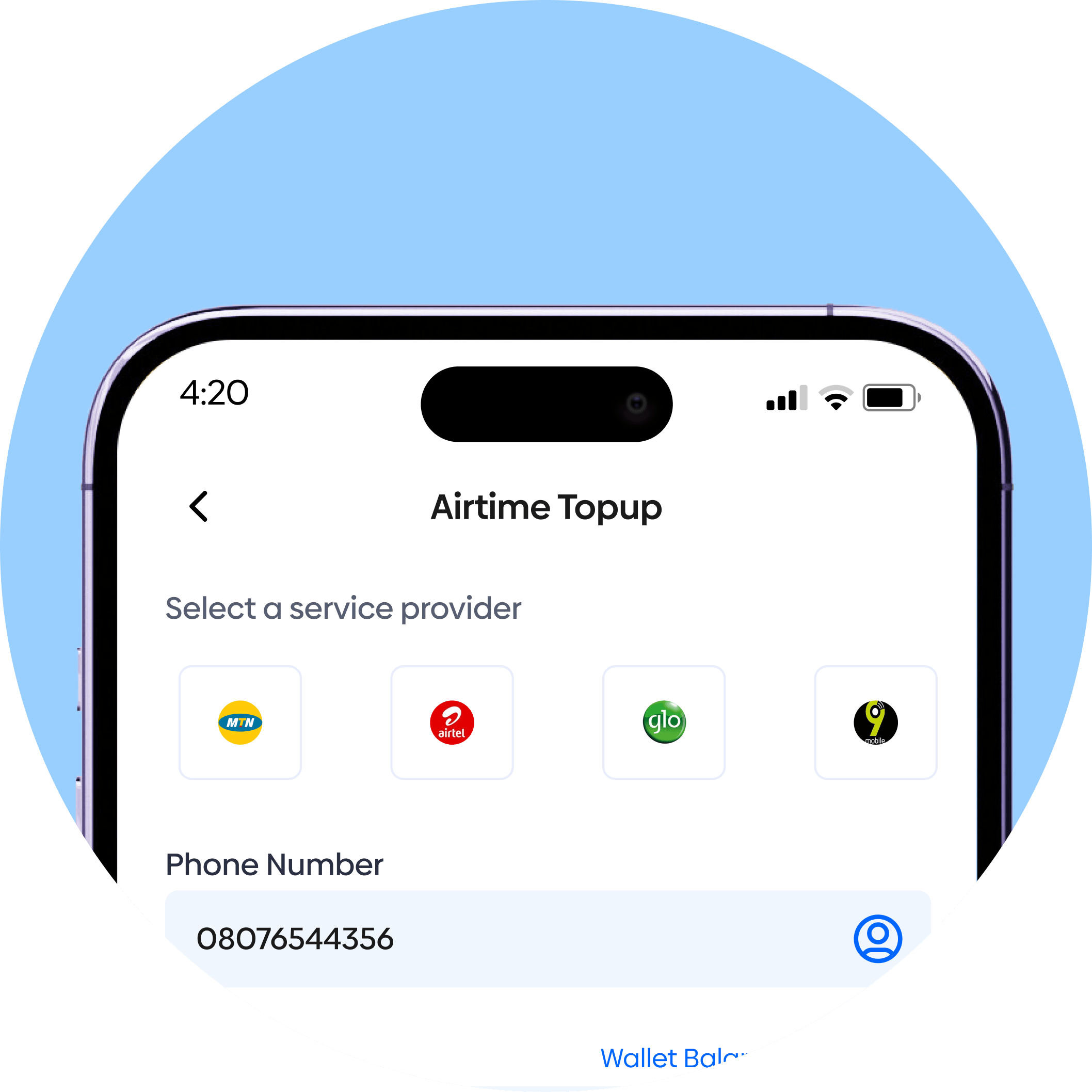 Coast airtime topup screen