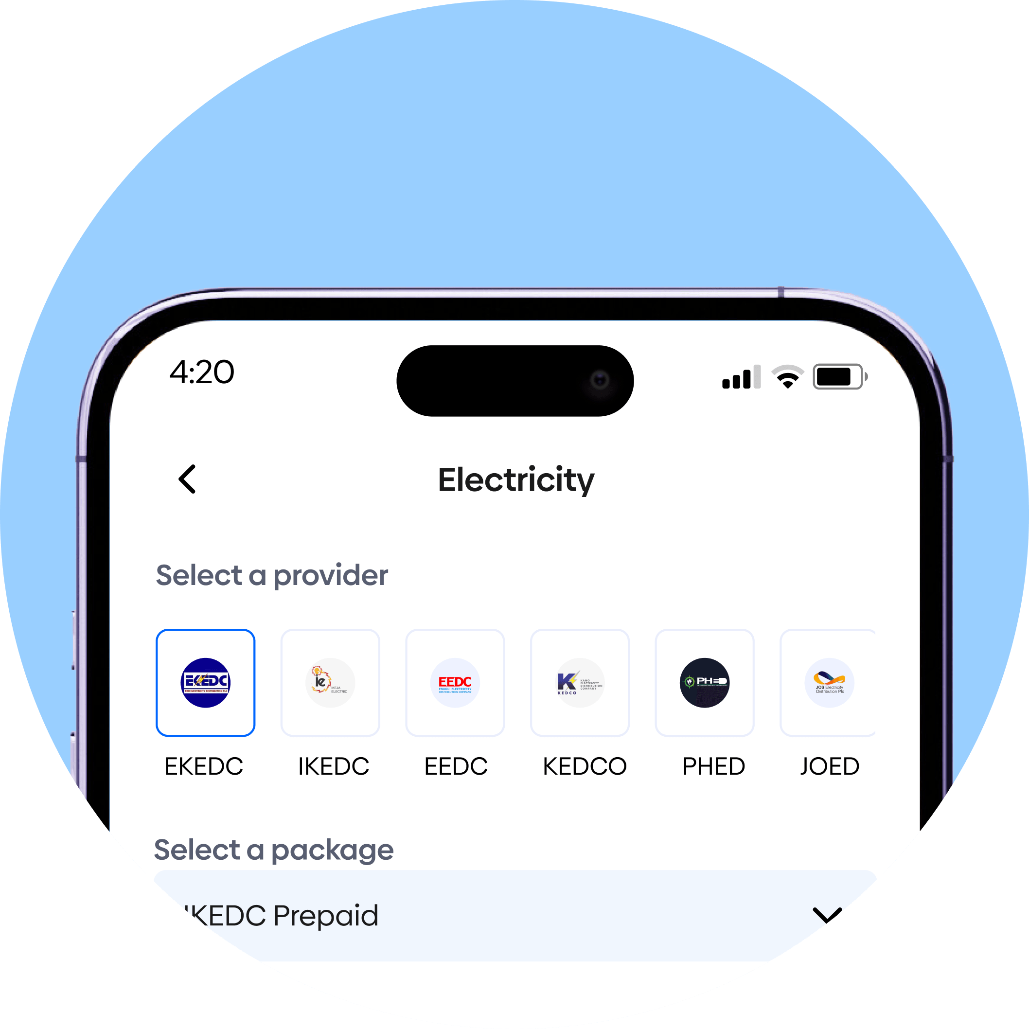 Coast electricity units screen